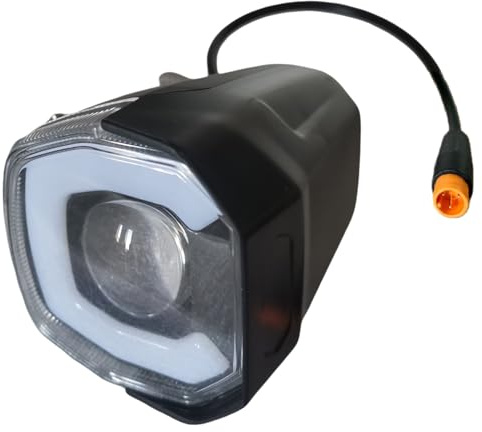 EBike LED Headlight 3 Pin Male Waterproof Connector 12V-72V Bike Front Light with Built-in Horn for Night Riding Bright Bicycle Horn Light for E-Scooter