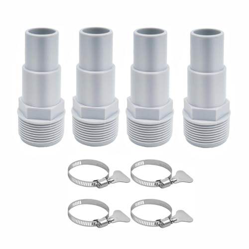 TopHomer 4PCS Pool Hose Adapter Kit with 8 Clamps, 1.25 to 1.5 Replacement Hose Adaptor, Compatible with Filter Pumps, Chlorine Generators, and Salt Systems for Above Ground Pool Accessories