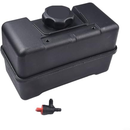 Zilimontt Réservoir de carburant en plastique avec bouchon et vanne d'arrêt pour applications de 4 litres – Compatible avec les moteurs de déchiqueteuse, souffleuse à neige et motoculteur, numéro de
