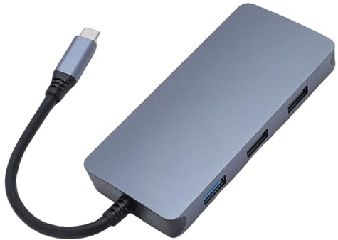 Luocute Estación de Acoplamiento 8 en 1, Adaptador Multipuerto USB C Hub con 4K 60 Hz, Carga PD de 100 W, USB 3.0, Ethernet RJ45, Lector de Tarjetas SD para Dispositivos Portátiles,