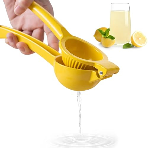 Binnan Presse Citron Manuel à Levier, Presse Citron, Presse-Agrumes Manuel en métal pour Maximum de jus Agrume, Orange, Ou Autres Fruits(Jaune)