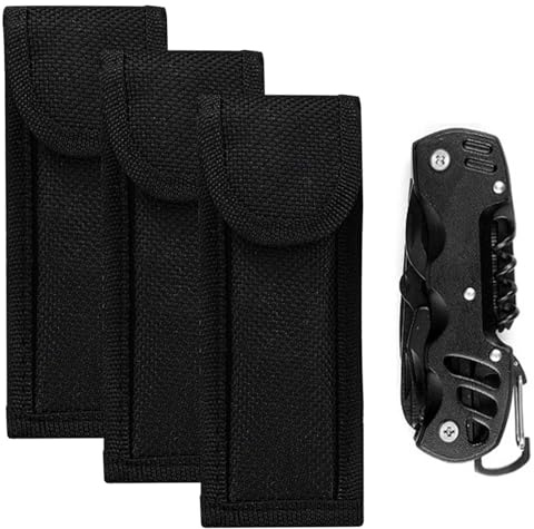 Prácticas Fundas para Navaja de Nylon para Cinturón, Set de 3 Ideales para Llevar tu Cuchillo Plegable o de Bolsillo, para llevar y Proteger tu Cuchillo Plegable o de Bolsillo y Herramientas de Corte