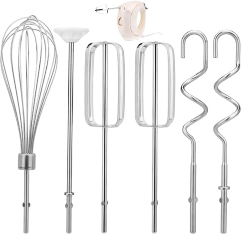 Hand Mixer Beaters Attachment Replacement Set, 2 Beaters 1 Egg Whisk 2 Dough Hooks and 1 Blending Rod Compatible with KHM3 KHM5 KHM7210 KHM7 KHM512 KHM9 KHM312 KHM926 KHM920 KHM53 & KHM720
