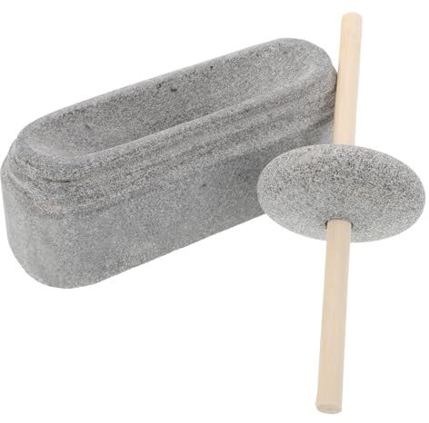 DIYEAH Mortier et Pilon en Pierre Naturelle Meuleuse à Main Diamètre 15 Cm Broyeur de Pilules Manuel sans Électricité pour Épices Médicinales Cuisine Traditionnelle Chinoise