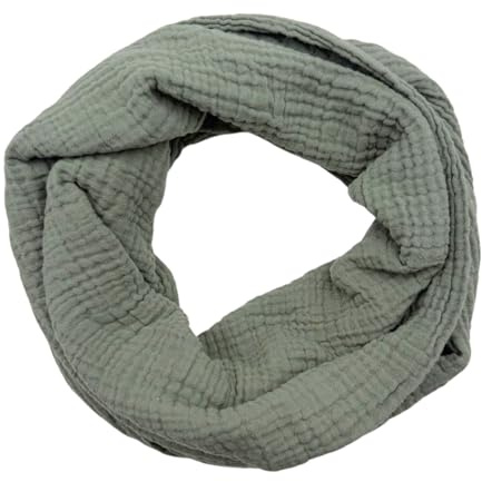 Ziona Damen Musselin Loop Schal Uni Baumwolle Frühling Herbst Made in Italy