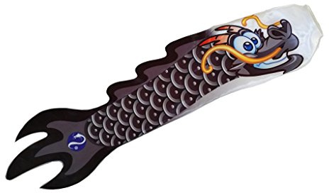 5 Optionen 70 cm Drachen Windsack Karpfen Flagge Koi Nobori Fisch Drachen Streamer Hängen Dekor Wasserdicht Satin Tuch - Schwarz
