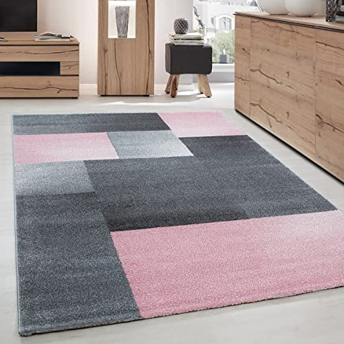 Carpettex Teppich Wohnzimmer Schlafzimmer Esszimmer Kurzflor Modern Optik Meliert, Farbe: Pink, Größe: 120 x 170 cm