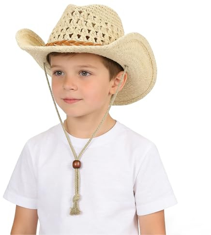 ITODA Chapeau de Cow-Boy en Paille Chapeau de Soleil à Larges Bords Panama d'été avec Bande Réglable pour Femme Homme Casquette Visière de Voyage Camping Plage Extérieur