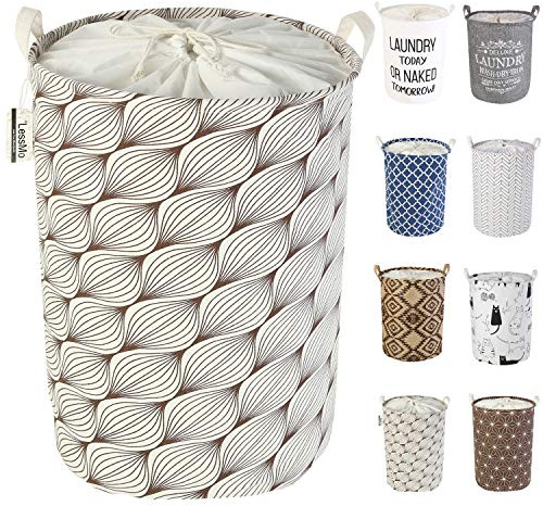LessMo 17,7 Clasificador de Almacenamiento de canastas de lavandería, cestos de lavandería Plegables, Ropa de algodón Redonda Impermeable