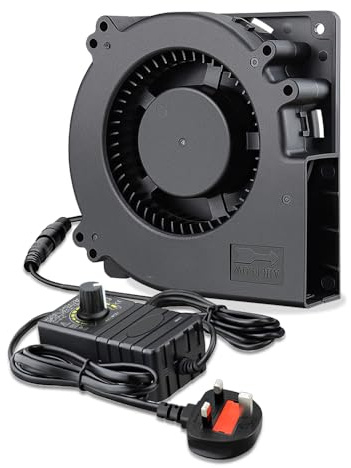 GDSTIME 120mm Blower Fan 12V 12032 Centrifugal Turbo Fan Speed Control | 220V 230V 240V AC Plug Dual Ball Bearing 3000 RPM cooling blower For BBQ Cabinet Chassis or Inflatable Santa Claus