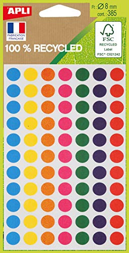 APLI 101781 – Packung mit 385 Tabletten in verschiedenen Farben, 100% recycelt, Durchmesser 8 mm