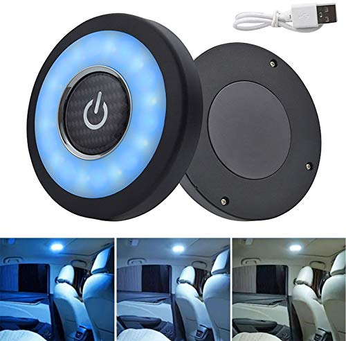 ConBlom Voiture Intérieur Dôme Lumières, 12V Universelles Lampes de Lecture Veilleuse Plafonnier, Éclairagede Dôme Magnétique, Automatique de Plafond de Toit de Voiture, Lumineuses Blanc Bleu Glacier