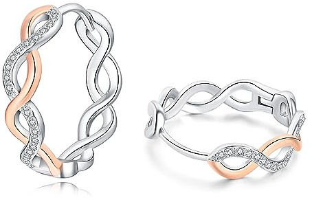 HEEYA Sterling Silver Plated Hoop Earrings for Women Girls - Lightweight Silver Twisted Hoop Earrings, Hypoallergenic Hoops Earrings with Cubic Zirconia Jewellery Gift, Silver/Gold/Rose Gold