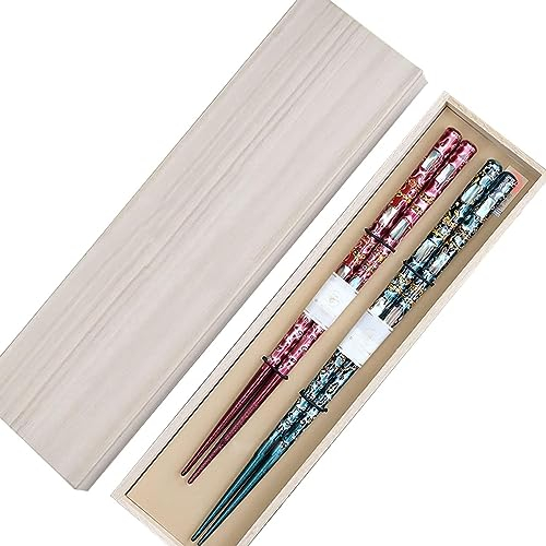 Chopsticks Reusable, Reusable Chopsticks, Chopsticks Disposable Lightsaber Chopsticks Handmade Shell Gold Foil Inlaid Chopsticks, Non-Slip Chopsticks Gift Box Set ( Color : B )