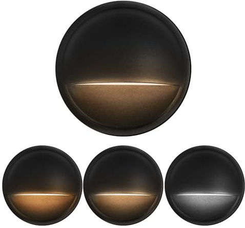 LED Low Voltage Deck Lights Outdoor Waterproof,6-Pack 3CCT Deck Lighting Fixtures Landscape Step,3W,12V-24V AC/DC Die-cast Aluminum Housing Fence Lamp Wired 2700K/3500K/5000K (Black)