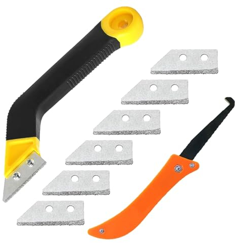 8Pcs Rascador Juntas Azulejos Removedor de Lechada Herramientas para Juntas de Baldosas con 6 Cuchillas de Repuesto para Limpieza de Hendiduras