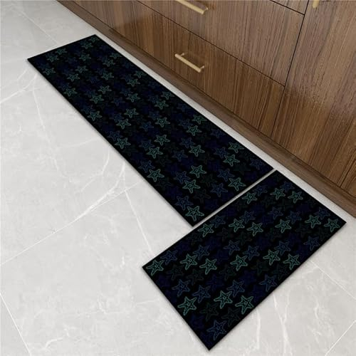 Küchenteppich Farbige Sterne Küchenläufer,Teppich Für Küchenteppich Waschbar rutschfest, Fussmatte Aussenweich Und Superabsorbierend Waschbar In Waschmaschine 50X80