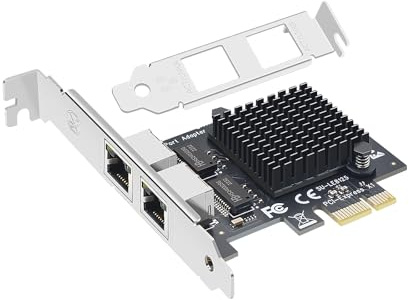 Buacoz Tarjeta de red Gigabit de 2,5 GB, adaptador Ethernet RJ45 de doble puerto, con chip RTL8125BG+ASM1806, tarjeta LAN NIC compatible con enrutamiento suave ESXi, servidor de arranque PXE