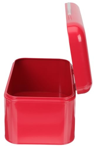SHOWERORO Metal Bread Box Red Kitchen Storage Container Iron Bread Organizer Grain Storage Box for Home Baking Supplies