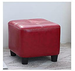Chinesischer roter Ottomane, quadratischer Fußhocker, Ölwachs, Leder, Fußhocker, weicher Schuhwechselhocker, rutschfest, leicht zu reinigen, 30 x 30 x 30 cm