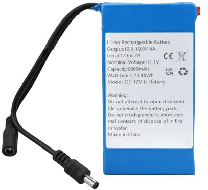 MXJFYY DC12V 6800mAh Batteria ricaricabile agli ioni di litio DC5521 per la maggior parte dei dispositivi da 12 V, striscia LED, telecamera CCTV, localizzatore, DVD portatili
