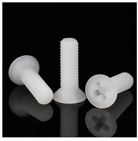 M2 M2.5 M3 M4 M5 M6 M8 0/50 Stück weiße Kunststoff-Nylon-Senkkopfschrauben Flachkopfschrauben(White,M4x12mm (50pcs))