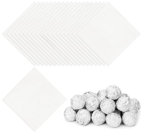 PATIKIL 100 Stück Folie Papier Wrapper, 15x15 cm Aluminiumfolie Bonbonpapier, glänzend Schokolade Verpackungen für Bonbonpapier Ostern, Süßigkeiten und Pralinen, Silber