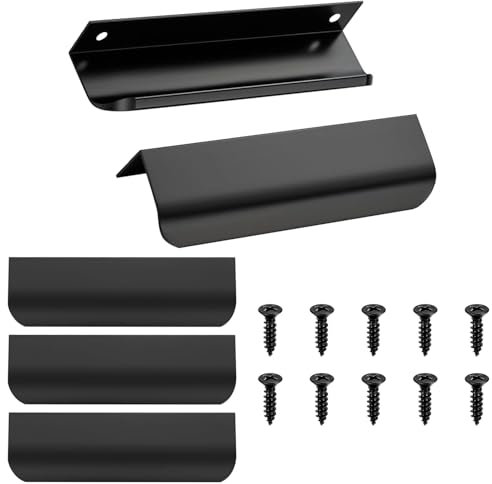 Nokwocy Lot de 5 poignées de meuble cachées - 150 mm - Poignées de porte - Poignées d'armoire cachées - Poignées de cuisine - Poignées de tiroir avec vis