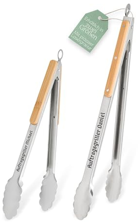 Abenteuernah Grillzange personalisiert, Vatertagsgeschenk, Papa & Opa Geschenk, BBQ Zange, Vatertag, Männergeschenke mit deinem individuellen Wunschnamen (AG klein mit Name)