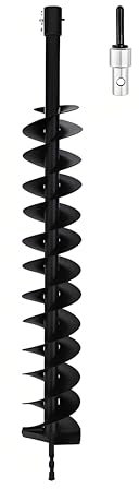 CNSTZX Punta da trapano da giardino, 800 mm, in acciaio, con bulloni di sicurezza e adattatore, SDS, trapano a spirale da giardino, per pozzi, per lavori di scavo, colore nero (800 mm x 150 mm)