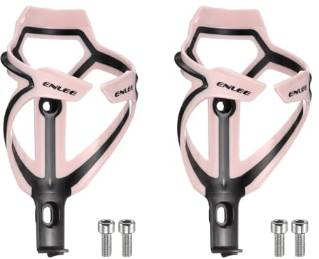 sourcing map 2pcs Bicycle Water Bottle Holder Lightweight Bike Bottle Cages Cycling Cup Holder for MTB Road Gravel, Light Pink