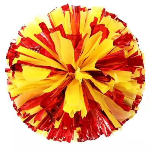 Pmnzdy Cheerleading Pompoms 1 Paar Matte Bunte Cheerleader Pompoms Tanzpompons Pom Poms Handblumen Ringstil: rot+gelb S