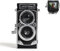 CHUZHAO Retro Digital Camera with Time Stamp, Portable TLR Vintage 1080P FHD Video 12MP Photos Autofocus Mini Vlogging Camera with 16GB Card for Beginners Teens Adults, Black