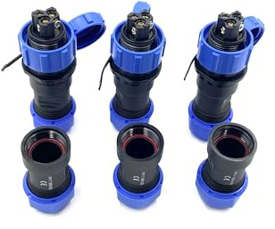 3 spine di collegamento per aeronautica SP17 a 3 poli, IP68, 3 pin, senza saldatura, connettore aeronautico impermeabile per lampade esterne, utilizza 500 V, 10 A (cavo 14 AWG, crimpatura a vite)