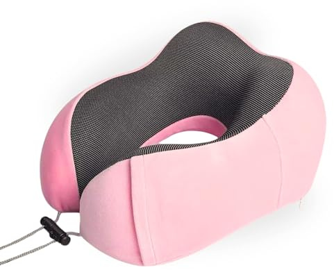 Almohada de Viaje para Cuello. Cojín Cervical de Espuma Viscoelástica para Avión, Coche. Almohada de Cuello Ergonómica Ajustable y Suave para Dormir, con Bolsillo para Móvil y Funda Lavable.