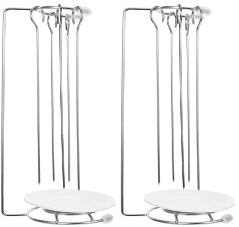 SUPVOX Support Suspendre pour Barbecue Inoxydable 2Pcs Accessoire Cuisine à la Chaleur Facile à Nettoyer Brochettes