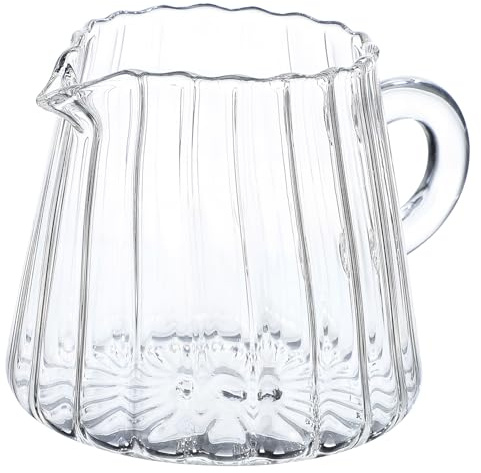 TOBBOMEY Pichet à Lait Verre Borosilicate Petit Pot Mousseur Transparent avec Bec Verseur pour Café Thé et Service à ou Café