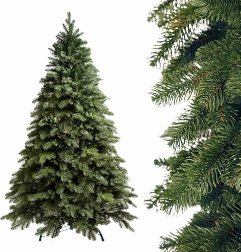 SMEREKA® Künstlicher Weihnachtsbaum 300 cm [Spritzguss 100% 3D-Zweigen mit 6015 Spitzen, dicht] Naturgetreu, Made in EU - Nordmanntanne Künstlich mit Metallständer - Christbaum Christmas Tree