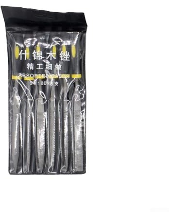 Lot de 6 limes aiguilles en acier au carbone pour le travail du bois, du métal, du verre et de la pierre – Limes râpes avec poignées ergonomiques, tailles 3 × 140 mm/4 × 160 mm/5 × 180 mm (5 × 180 mm)