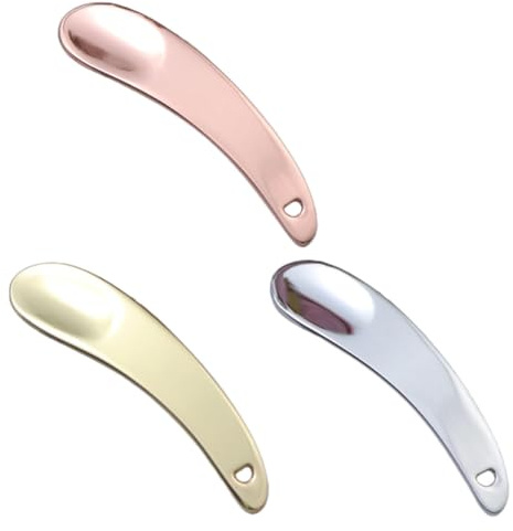 HOMSFOU 3 Cucharas para Crema de Ojos de Aleación de Zinc Metalizadas (dorado, Plata, Rosa) Diseño Redondo en Forma de Luna para Cuidado Facial y Maquillaje Profesional
