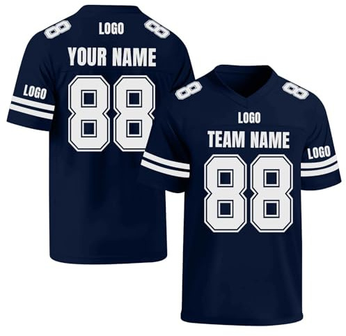 Personalisiert American Football Trikot Herren mit V-Ausschnitt Personalisierte Rugby T Shirts mit Name Nummer Personalisierte Spieltrikots für Kinder Erwachsene XS -3XL