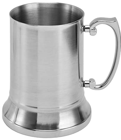 NOENNULL Beer Mug Double Layer Design Insulating Coffee Cup for Restaurants Stainless Steel Silver 450ml (560ml Large Size (Inside 304, Outside 202))