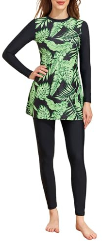 Femmes Maillots de Bain Musulmans Islamique Modest Couverture Complète Burkini Manches Longues Haut Pantalon Natation été Tenue de Plage Maillots Rashguards 2 Pièce
