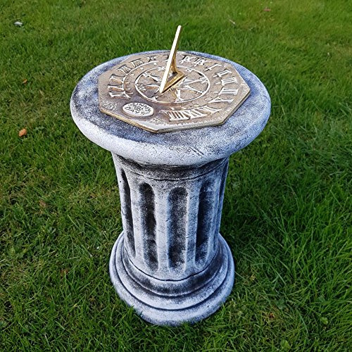 garden ornaments and accessories Concrete Plinth & Sunny Days Octagonal Brass Sundial Sundial Combo Black & White