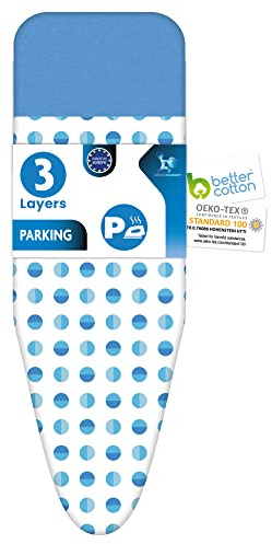 LaundrySpecialist Bügelbrettbezug mit HITZEBESTÄNDIGER PARKPLATTE für Bügeleisen - SUPER SICHERES BÜGELN - 120x40 cm - Erhältlich in Zwei GRÖSSEN - Ultra Dicker Molton Shield - Extra Bügelkomfort