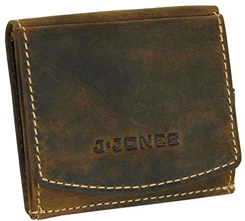 J.Jones Herren Leder Geldbörse Wiener Schachtel Antik Braun Used-Look