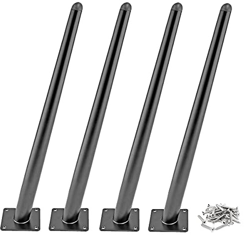Drenky Tischbeine Metall Schwarz 4 Stück, Tischbein Konisch Schräg Rund 70cm Höhe Tischfüße Mit No-Slip Silent Base Aus Edelstahl Mit Schrauben Für Esstisch, Couchtisch Und Arbeitsplatte