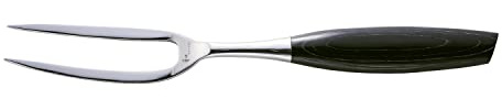 [Nagomi] Forged Carving Fork Black - Made in Seki, Tsubame & Sanjo, Japan - Beautiful Mirror Polished Fork & Comfortable Pakkawood Handle