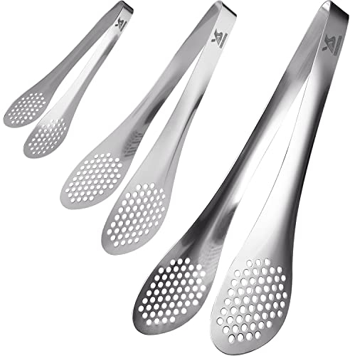 MSY BIGSUNNY Chef Küchenzange, Edelstahl, Servierzange, Set für Lebensmittel, 17,8 cm, 23 cm und 28 cm, 3 Stück