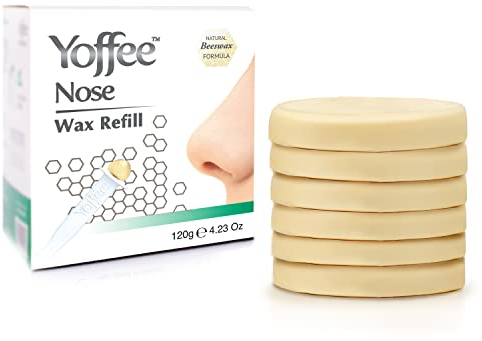 Original Yoffee Nose Wax Refill - Nasenhaar Wachs Nachfüllpackung - 6x20g Discs (120 g) - Nose Hair Removal Wax für Männer & Frauen - Nasenhaarentferner aus Bio Bienenwachs & Aloe Vera - Made in Spain